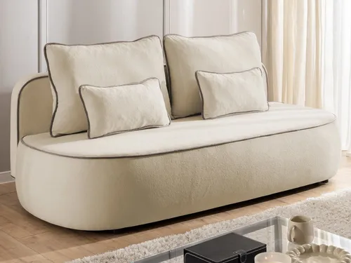 S-Style Möbel Schlafsofa Vero mit Bettkasten und Kontrastpaspel - Modernes Schlafsofa mit stilvoller Kontrastpaspelierung und geräumigem Bettkasten. Ideal für bis zu drei Personen, bietet es hohen Sitzkomfort und ist pflegeleicht durch den weichen Plüschstoff. Perfekt für Familien und Gäste!