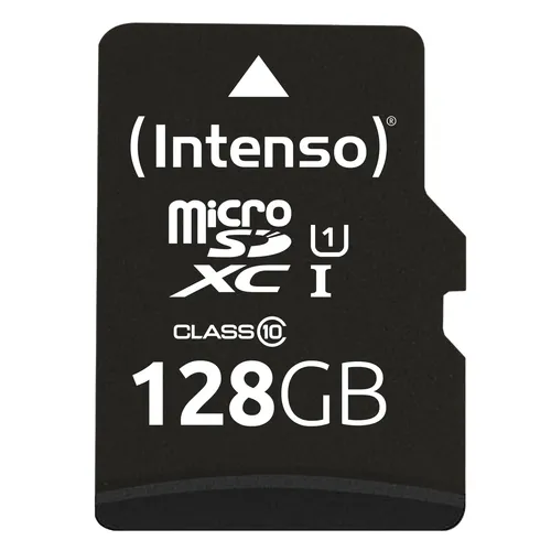 Intenso microSDXC-Card PREMIUM 128 GB - Höchstgeschwindigkeit bis zu 90 MB/s, ideal für Fotos und Videos auf Tablets und Smartphones, inkl. SD-Adapter
