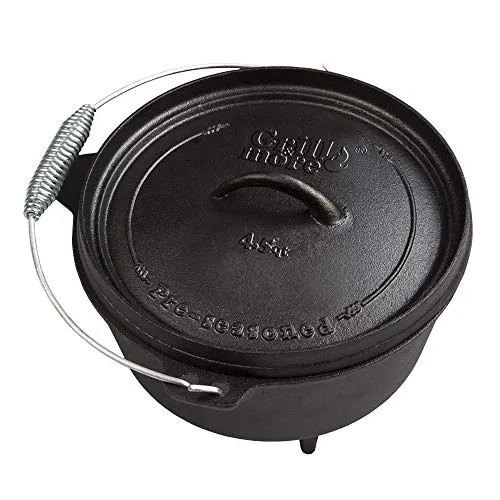 Grill & more Essentials Dutch Oven Feuertopf Schmortopf, Gusseisen, Fassungsvermögen 4 Liter, Abmessungen (B x H x T) 29,1 x 27,9 x 22,5 cm, 5 kg