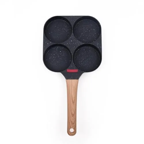 CÉCOA • Pfanne mit 4 Mulden aus Aluminiumguss • Für alle Herdarten einschließlich Induktion • Schnelles und gleichmäßiges Kochen für Pancakes, Blinis, Eier, Burger • Wärmeanzeige • Ergonomischer Griff