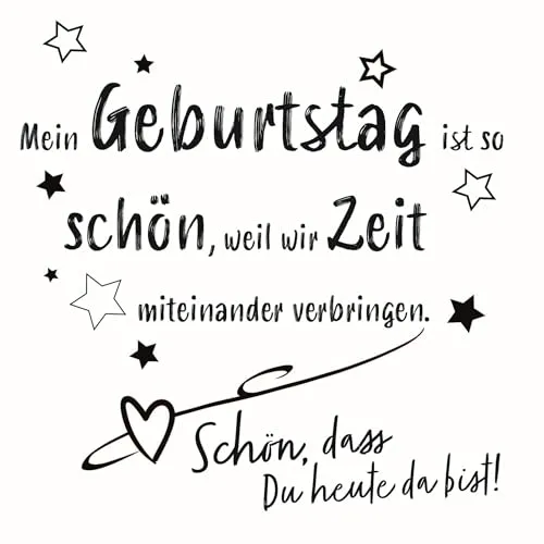 Servietten Spruch Zeit zum Geburtstag als Tischdeko mit Spruch Schön, dass Du da bist. Papierservietten mit Motiv. Auch für Decoupage und Serviettentechnik 33x33cm 20