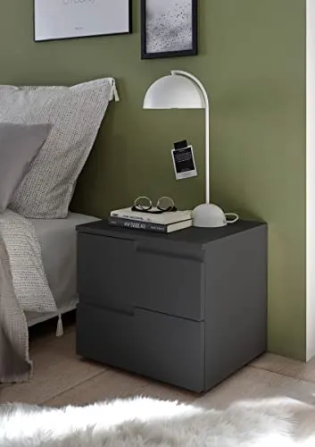 möbelando Nachtkommode Suzette in Graphit matt mit 2 Schubladen. Abmessungen (BxHxT) 46x42x40 cm