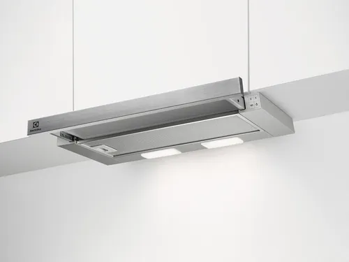 Electrolux LFP226S Dunstabzugshaube - Edelstahl-Teleskophaube mit 330 m³/h Abluftleistung, ideal für eine effiziente Küchenlüftung und elegantes Design in Silber.