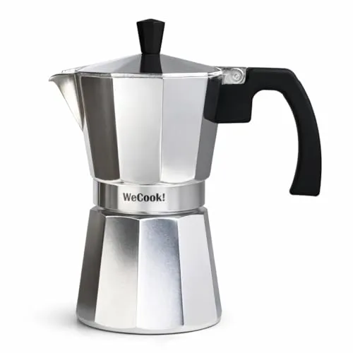 WECOOK! Paola Espressokocher Silber aus Aluminium – 6 Tassen Moka Kaffeekocher