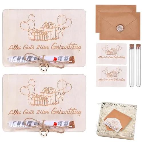 G Geldgeschenke Geburtstag, Holz Geburtstagskarte Geldgeschenke Verpackung mit Umschlägen Reagenzgläser, Lustige Geburtstag Geschenke Geldgeschenk Für Damen Herren Mädchen Jungen