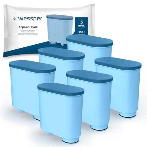Wessper Wasserfilter kompatibel mit Philips AquaClean CA6903/10, CA6903/22, Saeco und Philips Kaffeevollautomaten – Reduziert Kalk & Chlor, verbessert Kaffeegeschmack, 6er Pack Filterpatronen