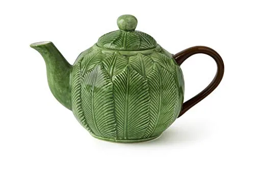 Excelsa Foliage Teekanne, Keramik - Teekocher aus handbemalter Keramik mit elegantem Blattdekor, ideal für stilvolle Teestunden und ein Fassungsvermögen von 0,5 Litern.