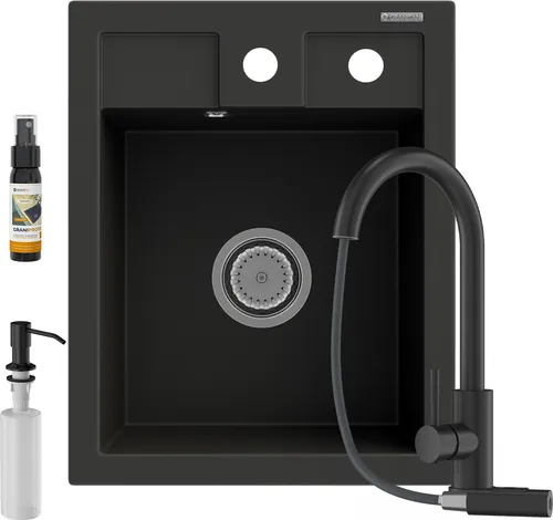 Granitan Spülbecken Schwarz mit Libra-Batterie