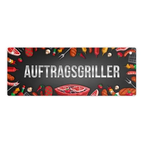 Auftragsgriller Metallschild XL mit Grill Motiv