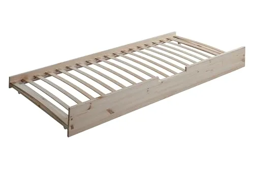 Ticaa Bettschubkasten Set - Praktisches Zusatzbett mit Rollrost - Betten - Hochwertiges Zusatzbett aus massivem Kiefernholz, ideal für platzsparende Lösungen und zusätzlichen Schlafkomfort.