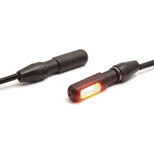 Mini High Performance LED Blinker aus Aluminium, 2 Stück, schwarz, ECE Zulassung, inkl. Abdeckungen für M8 Verschraubung, super Qualität, universell passend für Motorrad Chopper Bobber Harley