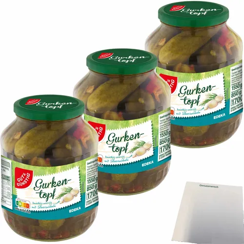 Gut&Günstig Gurkentopf knackig-würzig mit Silberzwiebel 3er Pack 3x850g ATG usy