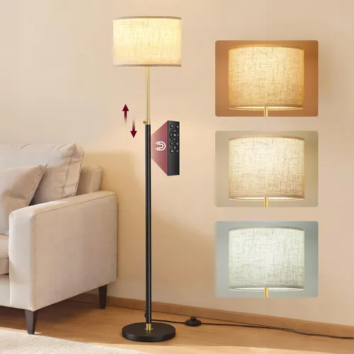 VASAGLE Höhenverstellbare Stehleuchte mit Fernbedienung und E27 Fassung - Moderne Stehlampe (140-170 cm) mit höhenverstellbarem Design für individuelles Licht. Inklusive E27 Glühbirne und praktischer Fernbedienung für einfache Bedienung und stimmungsvolle Beleuchtung.