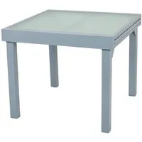 Garden Pleasure Ausziehtisch Lola 90-180x90 cm - Gartentisch mit robustem, wetterfestem Aluminiumgestell und eleganter Wellenglas-Tischplatte, ideal für flexible Essbereiche im Freien.