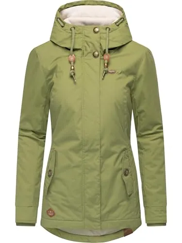 Ragwear Damen warme kurze Winterjacke mit Kapuze Monade Intl Olive Leaf25 Gr. XXL