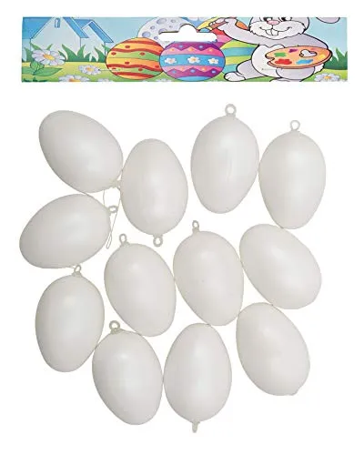 Idena 736364 - Kunststoffeier, 12er Pack, Größe 4 cm, Weiß, Eier, Ostern, Basteln, Dekoration, Osterei, Osterhase, Nest