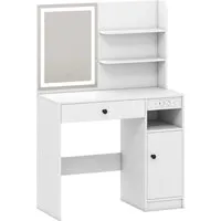 Costway Schminktisch mit 3 Modi Beleuchtung – 90 x 40 x 135,5 cm - Eleganter Schminktisch mit 3 einstellbaren Beleuchtungsmodi, ideal für Ihre Schönheitsroutine. Inklusive großer Schublade und praktischem Hocker mit Stauraum für optimale Organisation.