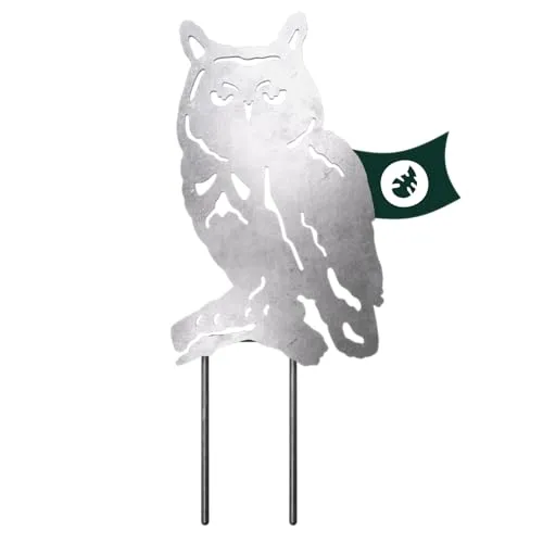 VERDOBA Eule Gartendeko - Silberne Eulen Figur - Eulen Deko Garten - Gartenstecker in Antikfinish - Gartendeko Eule aus stabilem Eisen - Dekoration für Garten, Balkon & Terrasse