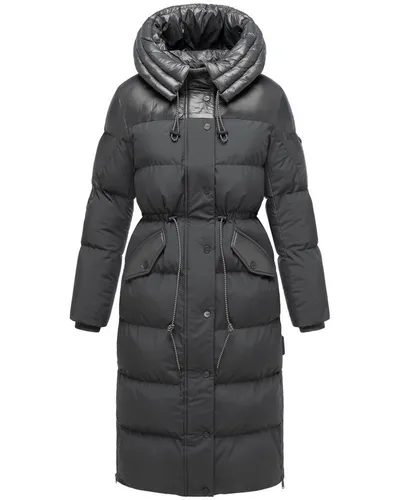 Navahoo Steppmantel Knusperherz 14 Langer gesteppter Damen Wintermantel mit Materialmix