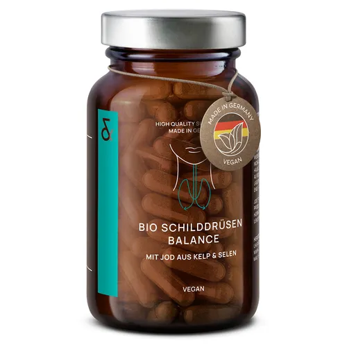 BIO Jod Selen Komplex Kapseln für die Schilddrüse mit Kelp-Extrakt + Selen