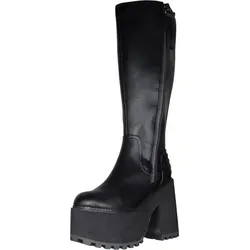 Buffalo Damen Elegante Stiefel Killah Hi Zip 1220079 Schwarz - Größe 40 - Modische Stiefel aus hochwertigem Kunstleder mit 12 cm Blockabsatz und atmungsaktiver, gepolsterter Innensohle. Ideal für den Freizeitlook und bequem durch die Memory Foam-Technologie.