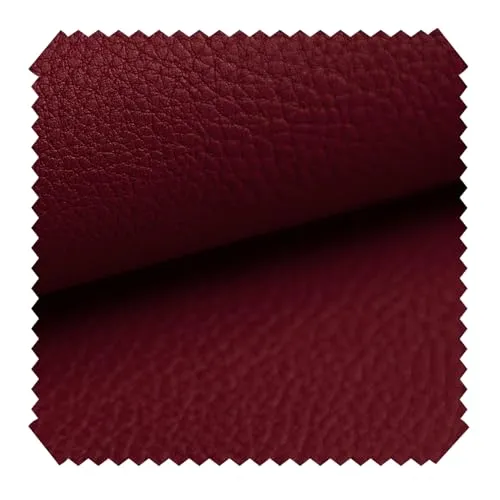 novely® NEUSS - Genarbtes Kunstleder - Möbelstoff in Echtleder-Optik - Robuster Polsterstoff - Pflegeleichte Meterware 1lfm | Farbe: 09 Dunkelrot