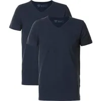 Petrol Industries T-Shirt 2er Pack - Kurzarm V-Ausschnitt in Blau - Praktisches 2er Pack Basic-T-Shirts mit V-Ausschnitt aus hochwertiger Baumwolle-Elasthan-Mischung. Ideal für jeden Anlass und bequem im Alltag.