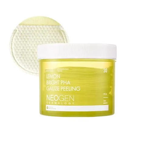 DERMALOGY by NEOGENLAB Lemon PHA Gauze Peeling Pads (30 pads) - Exfoliating Peeling Pad with AHA, BHA, PHA, LHA & Lemon & Glutathione & Niacinamide - Korean Skin Care…