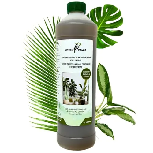 GreenPanda Grünpflanzen- und Palmen Dünger 1L - BIO Flüssigdünger Konzentrat - Für Zimmer-, Balkon- und Terrassenpflanzen - Bis 200L Gießwasser
