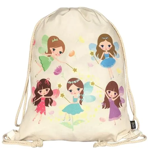 HECKBO Kinder Turnbeutel Fee Feen - 40x32cm - Sportkleidung Trinkflasche - Kindergarten, Schule, Stoffbeutel Kita - Rucksack, Tasche, Sportrucksack, Sportbeutel Junge Mädchen