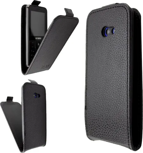 caseroxx Flip Cover für Alcatel 3088 / 3088X in schwarz – Handy-Tasche mit Kreditkartenfächern & Magnetverschluss aus Kunstleder, schlank & funktional