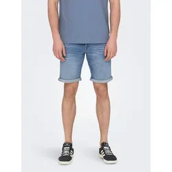 ONLY & SONS Herren Jeans Shorts ONSPly Denim Bermuda - Herren-Shorts aus hochwertigem Denim, ideal für Freizeitaktivitäten. Langlebiges Material mit praktischem Fünf-Taschen-Design und trendy umgeschlagenem Saum.