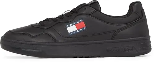 TOMMY JEANS Herren Cupsole Sneaker Essential aus Leder, Schwarz (Black), 40 - Herren-Sneaker aus hochwertigem Leder, optimaler Tragekomfort und stilvolles Design für jeden Anlass - perfekt für Alltagslooks und besondere Events.