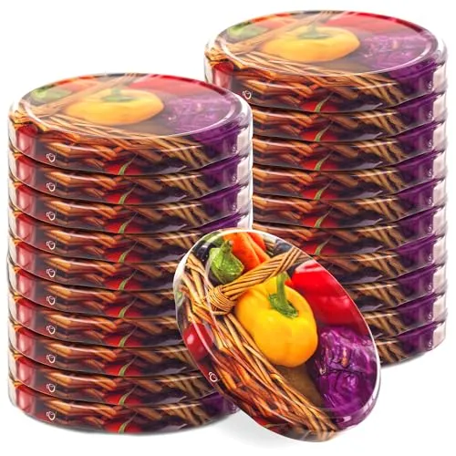 KADAX Schraubdeckel fi82 mm, Twist-Off-Deckel Set aus Metall, Ersatzdeckel für Einmachgläser, Deckel mit 6 Einrastzähnen für Sturzgläser und Einmachgläser (Gemüsekorb, 20 Stück)