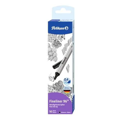 Pelikan 943241 Fineliner 96® Schwarz, 10 Stück in Schachtel