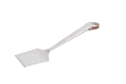 Everdure by Heston blumenthal Grillwender I hochwertiger Edelstahl Pfannenwender rostfrei & pflegeleicht I Pfannenheber mit Leder-Aufhänger I Burger-Wender mit den Maßen 35,5 x 8,6 x 4,5 cm
