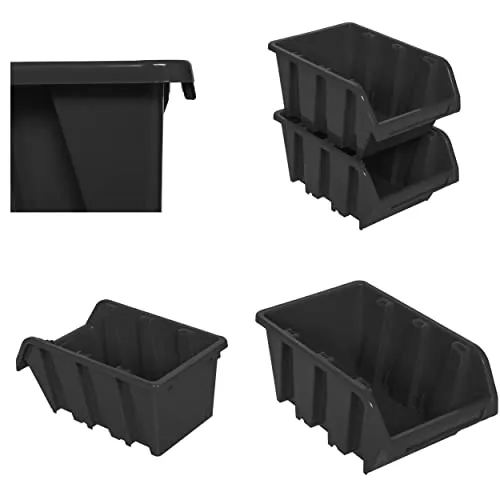botle 5 x Stapelboxen Werkstatt Garage Sichtlagerboxen Sichtlagerkästen Stapelkisten Sortierboxen Boxen 290x200x150 mm Anthrazit stapelkisten Kunststoff lagerboxen stapelbar