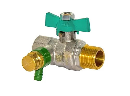 Hermann Schmidt Kugelhahn, (1 Stück), DVGW Kugelhahn für Trinkwasser mit Knebelgriff und Entleerung