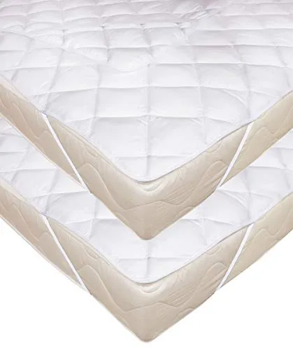 Zollner 2er Set Topper Matratzenschoner 80x200 cm (weitere verfügbar), Gummizug, Weiß