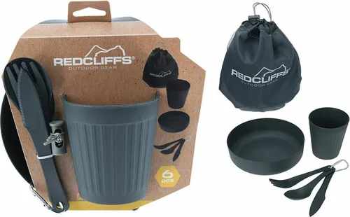 Redcliffs Camping-Geschirr, 5-teilig mit Transportbeutel, schwarz (44543522)