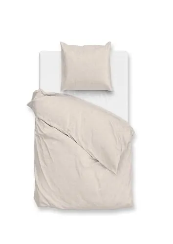 Zo!Home Flanell Bettwäsche 155x220 Flanella di Lino Sandy beige Uni Melange