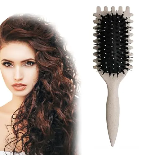 Lockenbürste, Curl Brush Haarbürste Strähnenkamm,professionelle Lockenbürste, Styling-Werkzeuge, Haarkämmen, Kunststoffkamm Bouncy Curl Pinsel zum Entwirren Formen und Definieren (Beige)