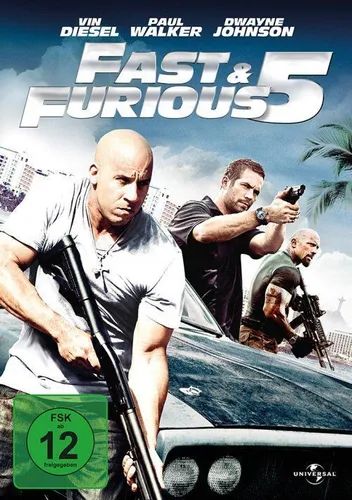 Fast & Furious 5 - Vin Diesel & Paul Walker DVD - Film- und Actionthriller, spannende Verfolgungsjagden und spektakuläre Autoszenen, ideal für Fans der Reihe