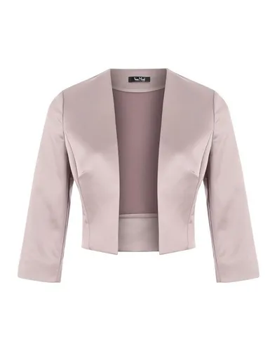 Vera Mont Damen Bolero 0059/4822, Braun (Smoky Taupe 7322) - Eleganter Bolero für Damen mit V-Ausschnitt und edlem Satin-Finish, ideal für Büro und besondere Anlässe. Leicht taillierte Passform und 3/4-Ärmel sorgen für vielseitige Kombinationsmöglichkeiten.