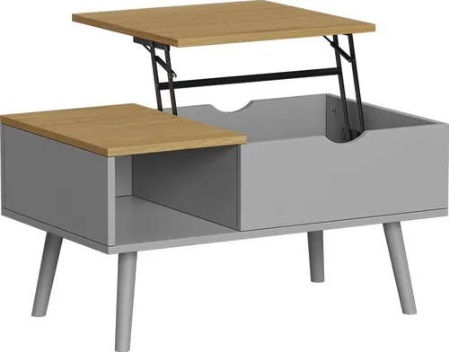 Vicco Couchtisch Stora mit Liftfunktion, Grau/Eiche