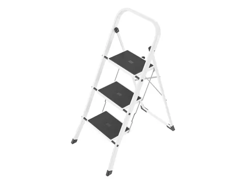 Hailo K40 BasicLine Trittleiter (3-stufig) - Robuste Stahl-Trittleiter mit Sicherheitsbügel, ideal für den Alltag und vielseitige Anwendungen im Haushalt.