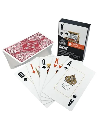 Bullets Playing Cards, Skat Kartendeck Senioren (Französisches Blatt), Plastik, 2 Eckzeichen, Jumbo Index, 57 x 88mm