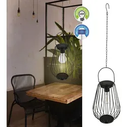 LED Solarlampe zum Aufhängen Metallstreben 16x22cm H70cm Eisen Pendellampe Lampe Deckenlampe Outdoorlampe