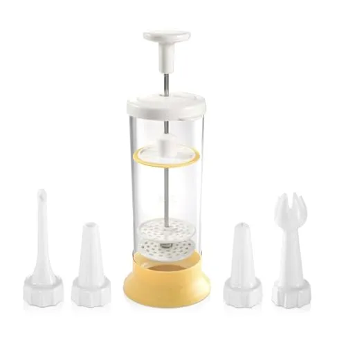 Tescoma Sahneschläger-Garnierspritze DELÍCIA - Milchaufschäumer mit Silikondichtung und 3 Spritztüllen, ideal für kreative Dekorationen und spülmaschinenfest für einfache Reinigung.