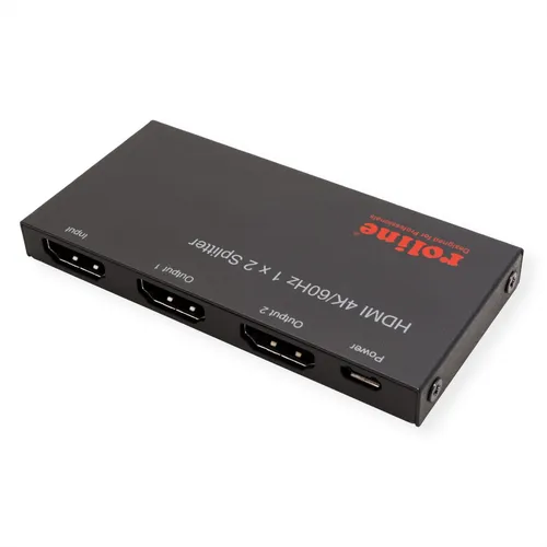 ROLINE 14013556 - Ultra Slim HDMI Splitter, 2 Port - Monitor-Splitter für bis zu zwei HDMI-Geräte, bietet beeindruckende 4K-Auflösung bei 60 Hz und ist ideal für Präsentationen und Schulungen. Kompakt und leistungsstark!